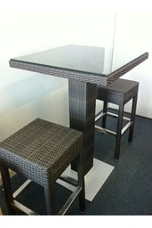 [H-WBSSQ] Bar Leaner Set Wicker Square - Incl 1 leaner &amp; 4 stools