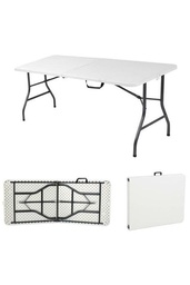 [H-T6PF] Table - Trestle 1.8m Plastic White - Folds in half (Seats 8)