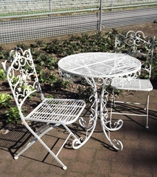 [H-IRONSET] Table - Outdoor White Garden Set incl Chairs
