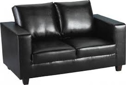 [H-SOFAS] Sofa Black Leather 2 Seater