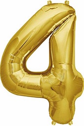 [4GLD] Foil Helium Balloon #4 Gold - 100cm (for sale)