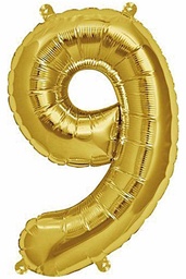 [9GLD] Foil Helium Balloon #9 Gold - 100cm (for sale)