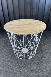 [H-WCOFFEET] Coffee Table - White Wire / Wood Top