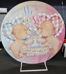 [H-BDHESHE] Backdrop Round Baby Shower He or She Gender Reveal