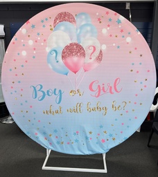 [H-BDBOYGIRL] Backdrop Round Baby Shower Boy or Girl Gender Reveal
